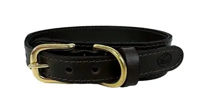 Sazzz Hundehalsbånd Pioneer Classic Læder Mørkebrun - Luksus læderhalsbånd | Premium kvalitet